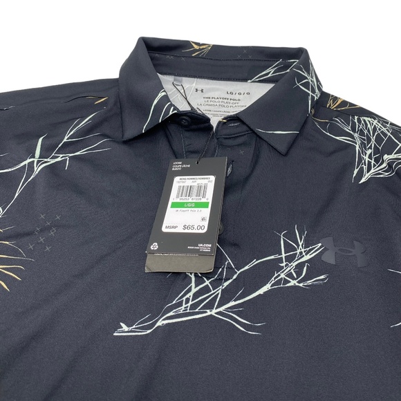 Under Armour Men's UA Playoff Polo 2.0 Black Stretch Golf T-Shirt 1327037 052 - Picture 8 of 8